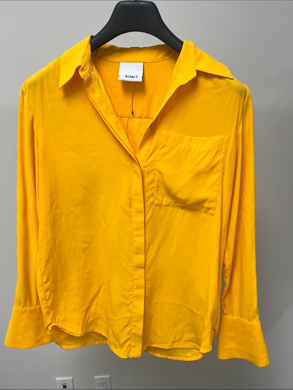 Acler Vibrant Yellow Silk Button Down Shirt